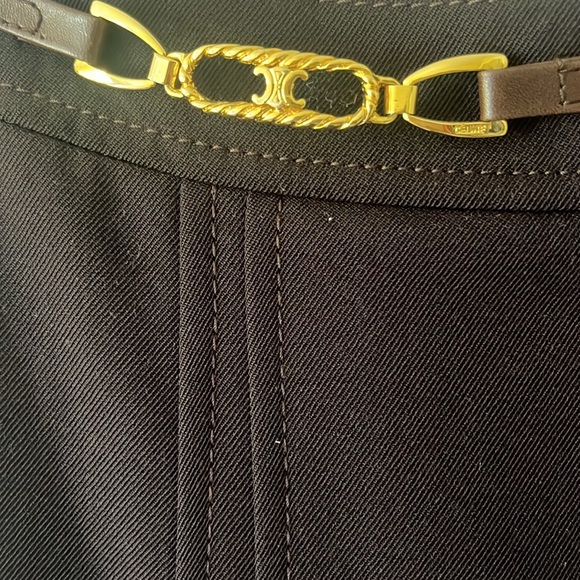 Celine 1970s Horsebit Brown Wool Pleated Skirt - Picture 3 of 5